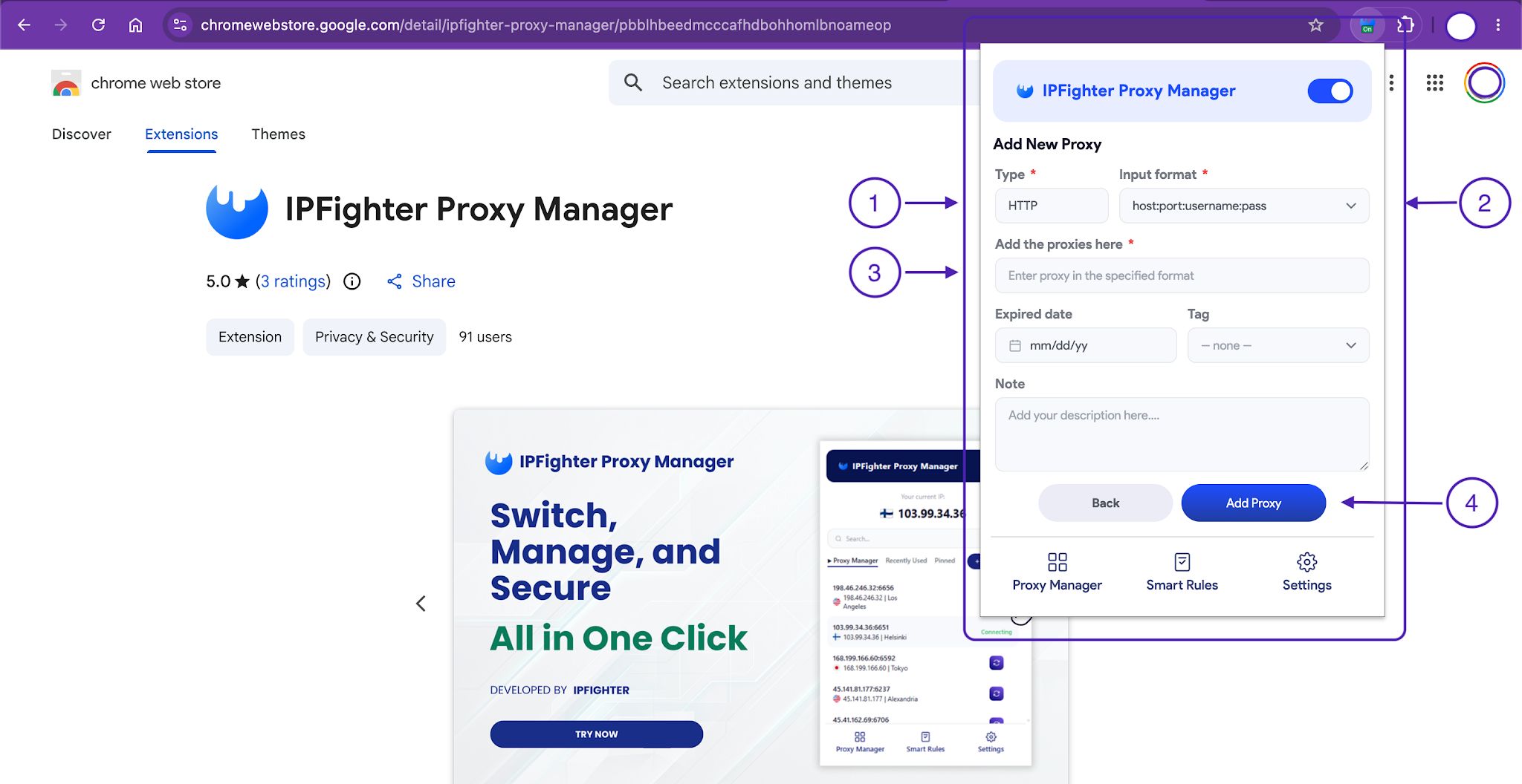 Adding an anyIP proxy in IPFighter Proxy Manager