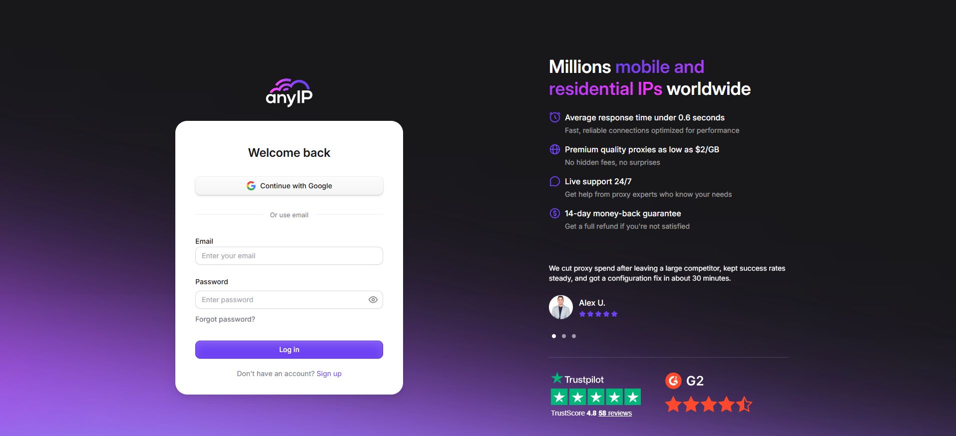 anyIP login page