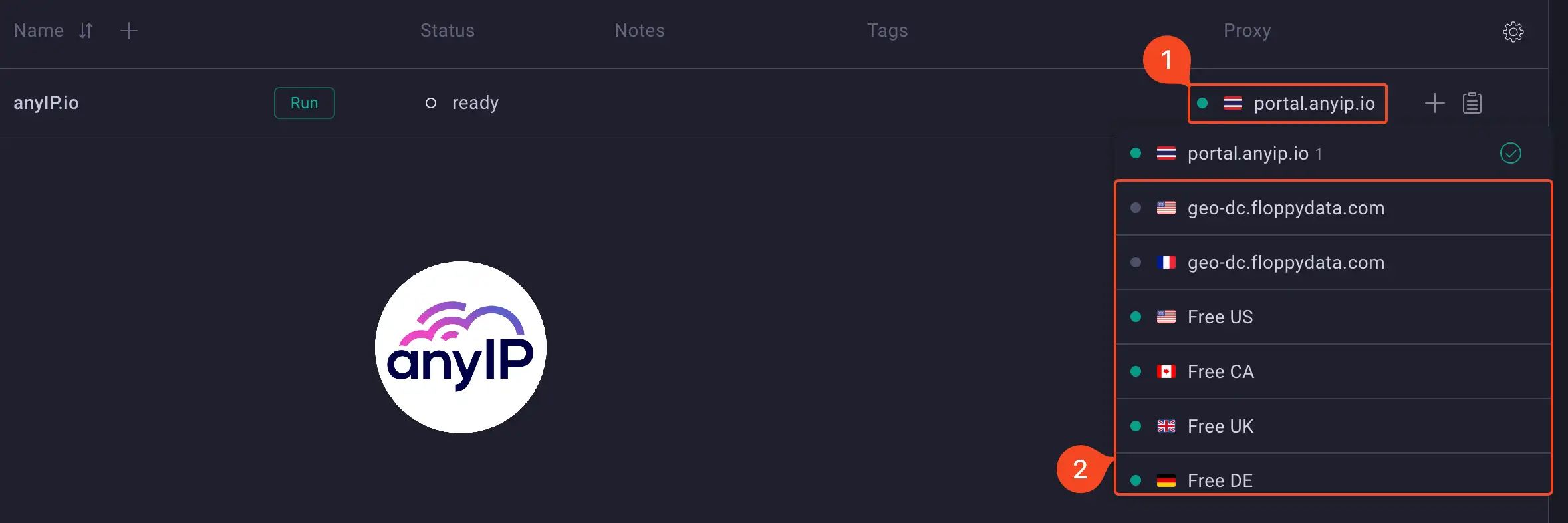 Step-by-step guide to switch proxy from the profile list on GoLogin