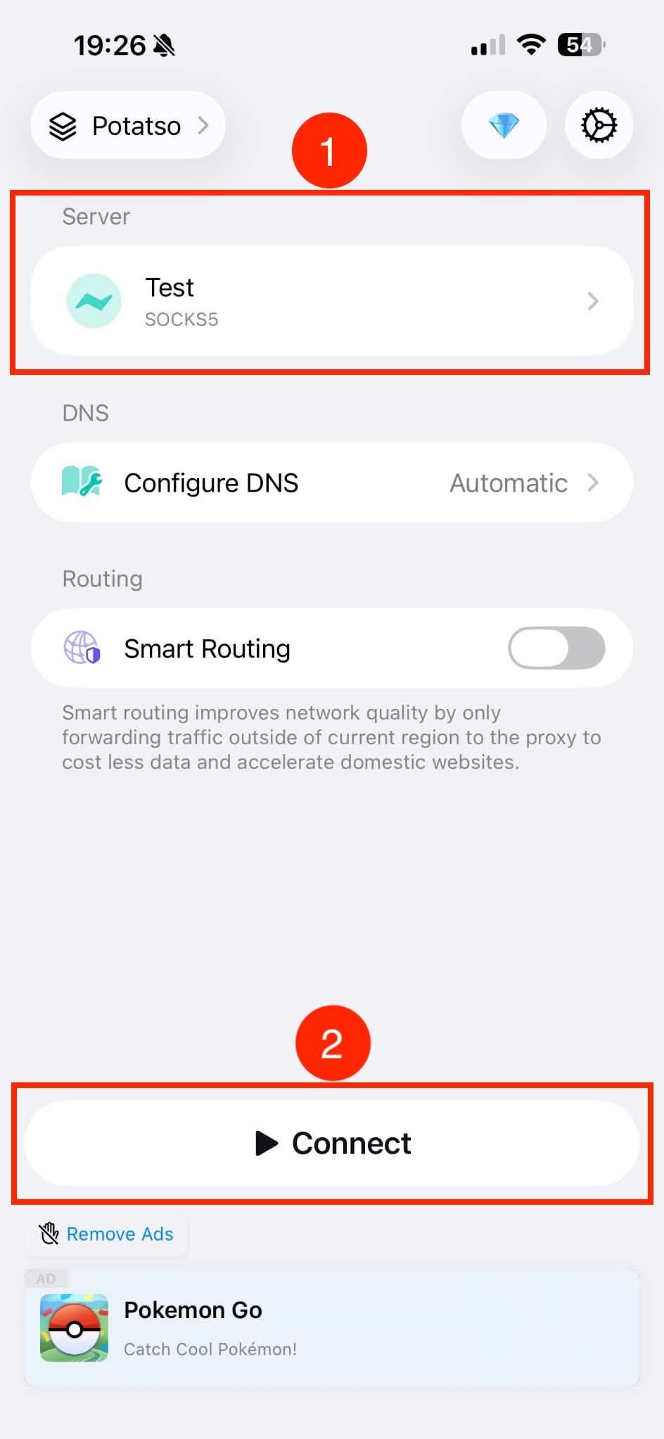 Activate a proxy in Potatso