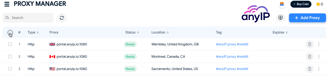 Demonstration of a proxy connection test on hidemyacc