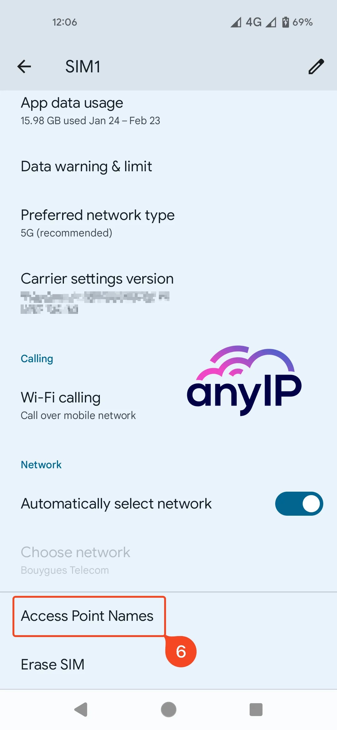 This screenshot shows how to edit the “Access Point Names” in Android.