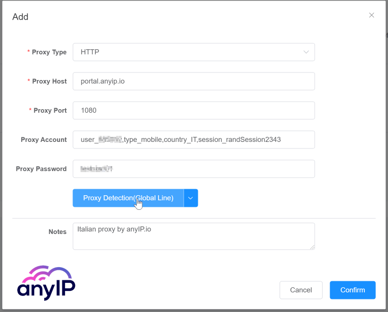 GIF showing a proxy test on the ixBrowser application