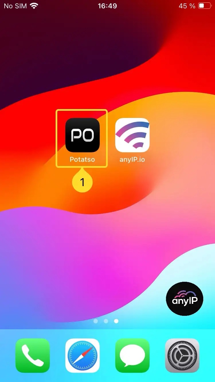 Potatso icon on an iPhone running iOS18