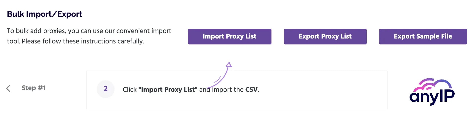 This screenshot shows step 2 on how to add bulk proxies on the Ghost Browser app. 