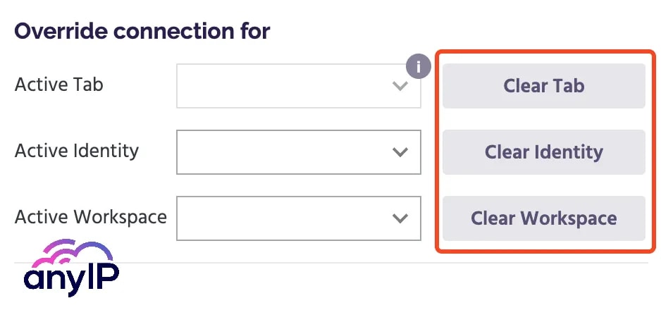 This screenshot shows how to reset a tab on the Ghost Proxy Control extension on the Ghost Browser app. 