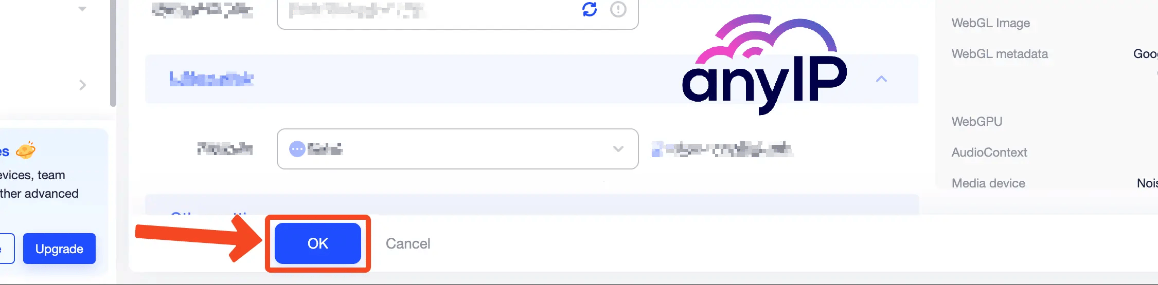 ‘OK’ button at the bottom to save the profile