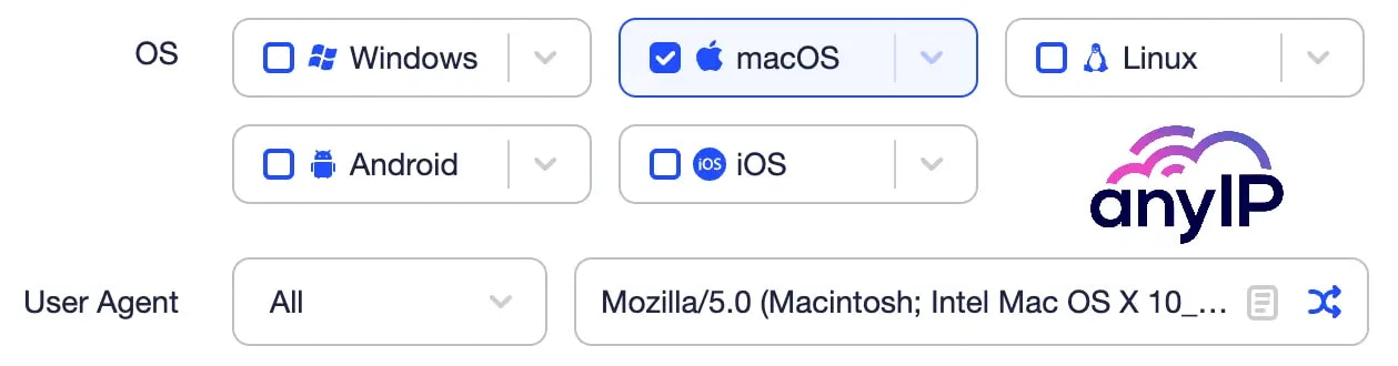 All the operating system available to create a browser profile 