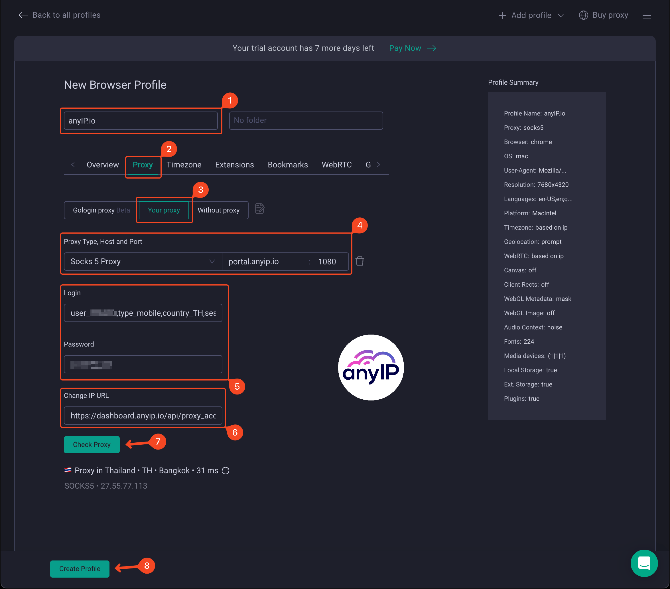 How to configure a profile with a proxy on GoLogin antidetect