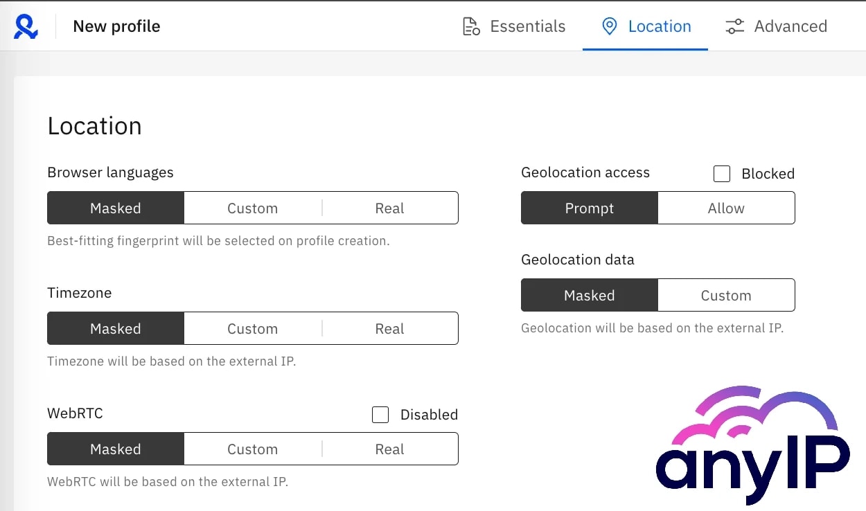 Location section of a profile, you can disable the WebRTC from here