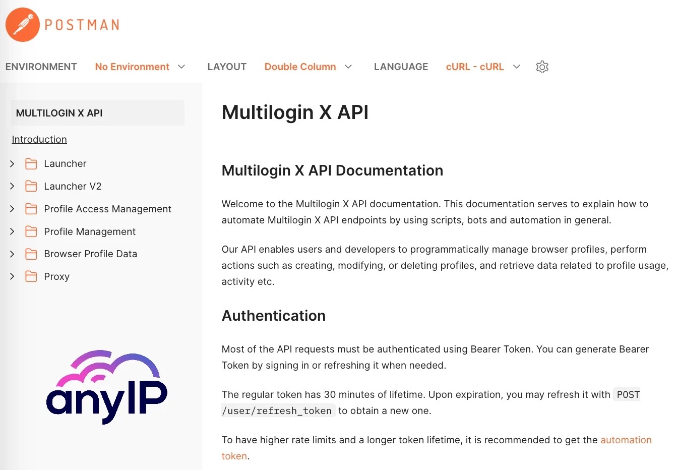 Homepage of the Multilogin X API