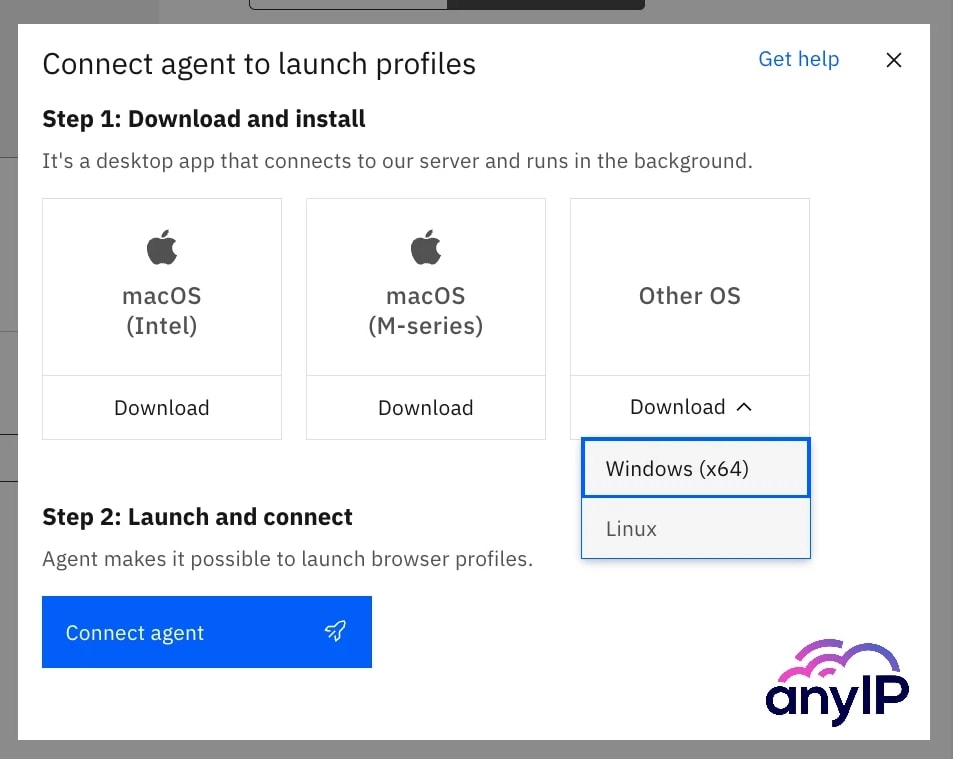 Download process of the Multilogin’s agent to launch your profile browsers