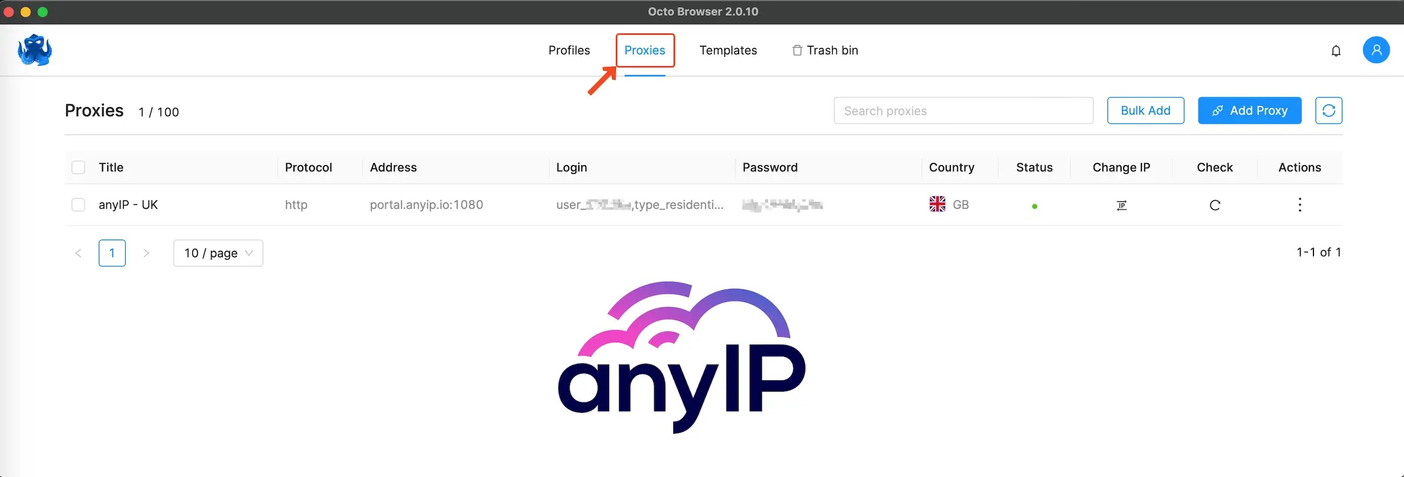 How to access the dedicated proxy management tab