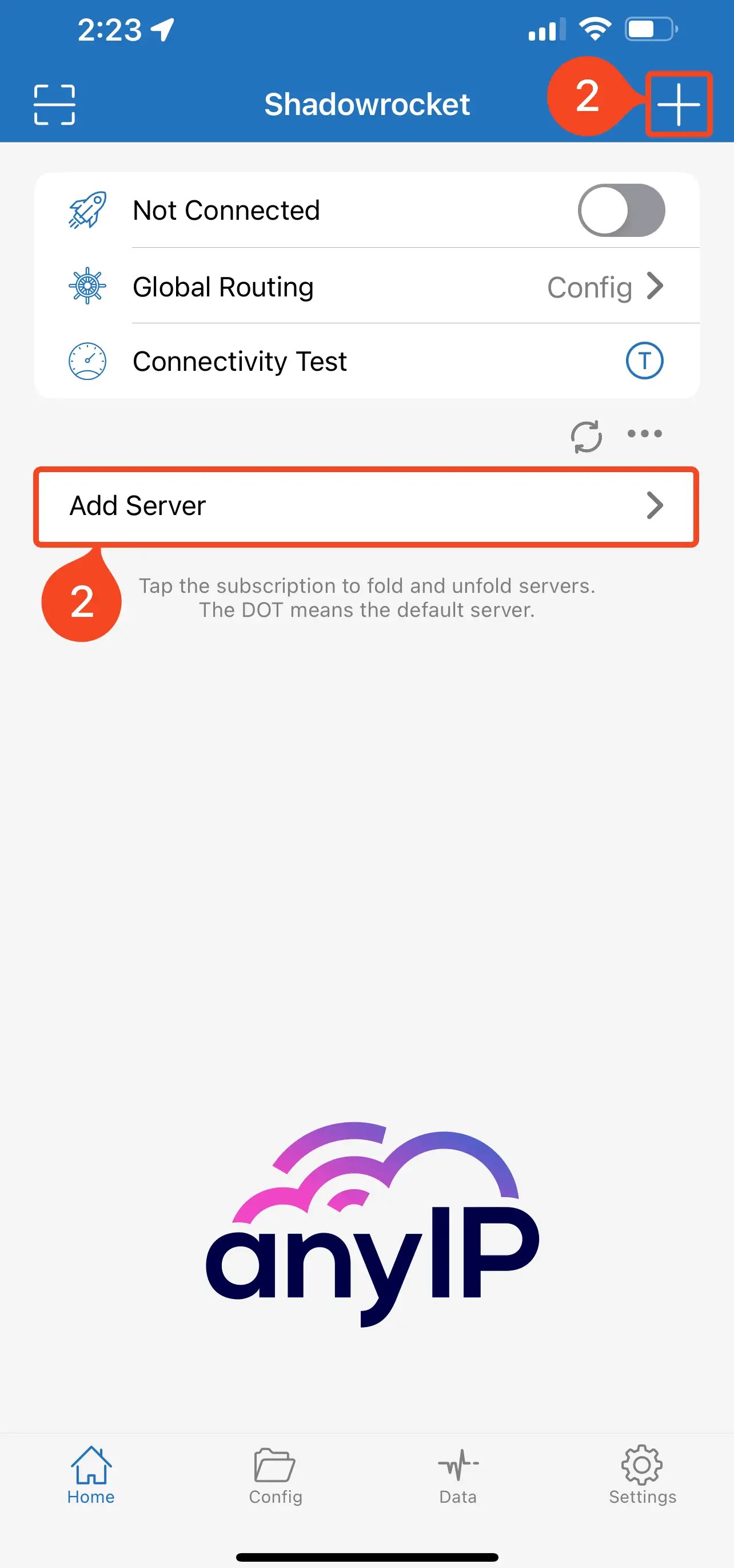 Shadowrocket homepage and how to add a new proxy server on the app