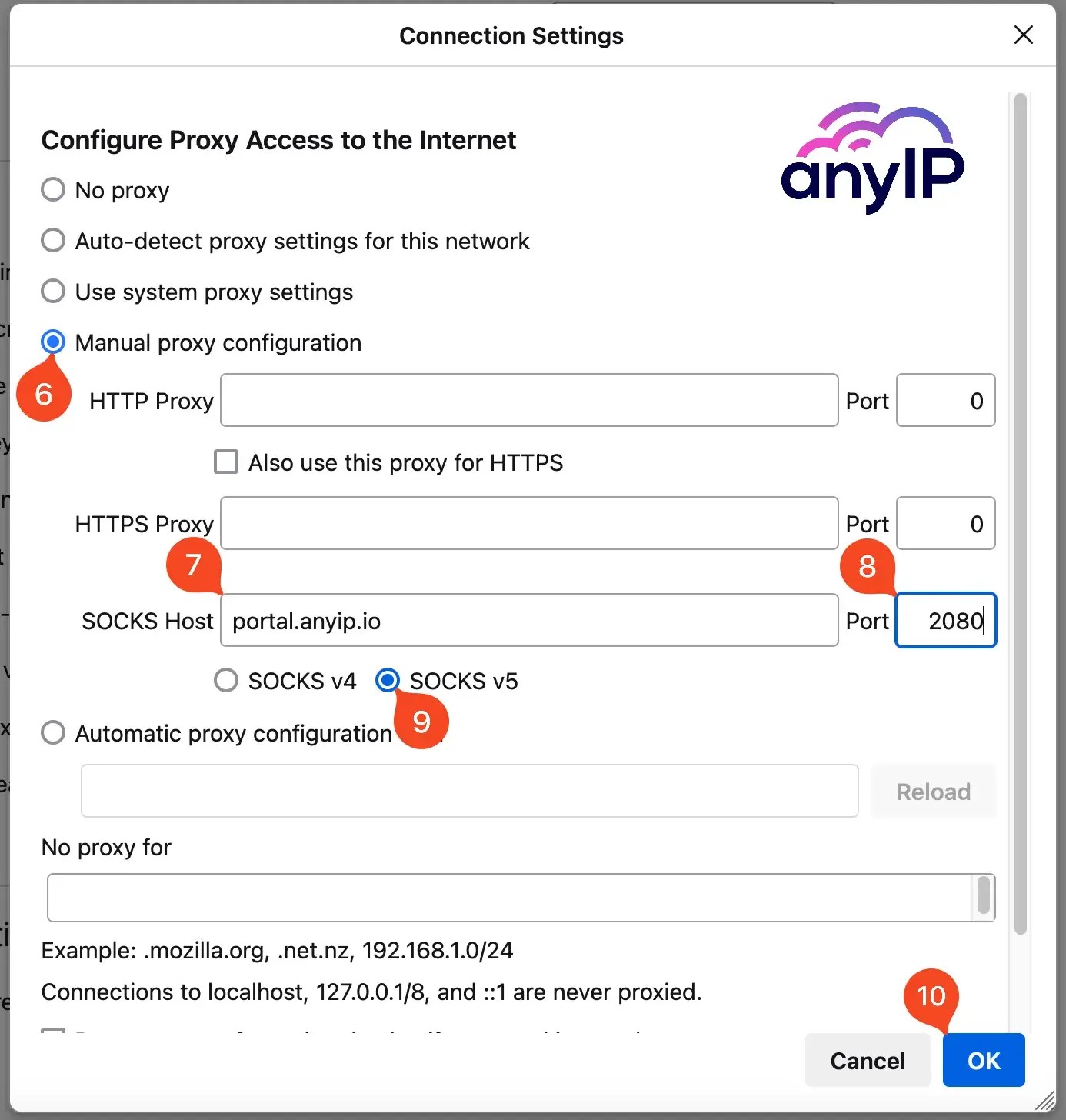 How to configure a SOCKS5 proxy on Firefox