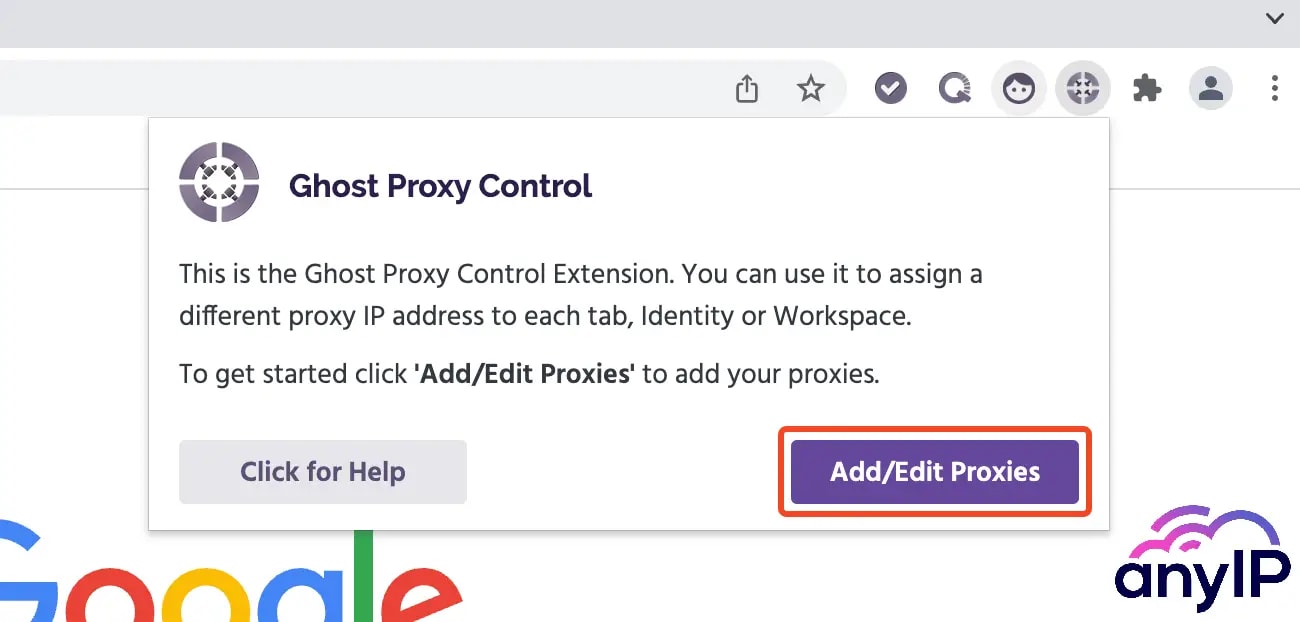 Button o add or edit yours proxy profiles in Ghost Browser