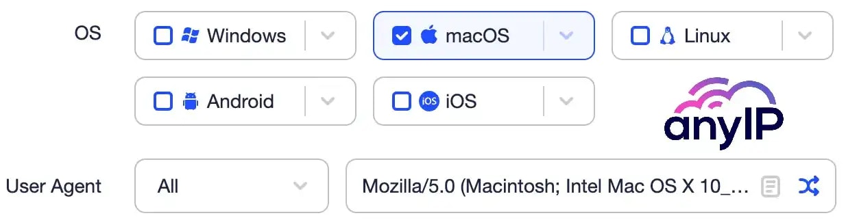 All the operating system available to create a browser profile 