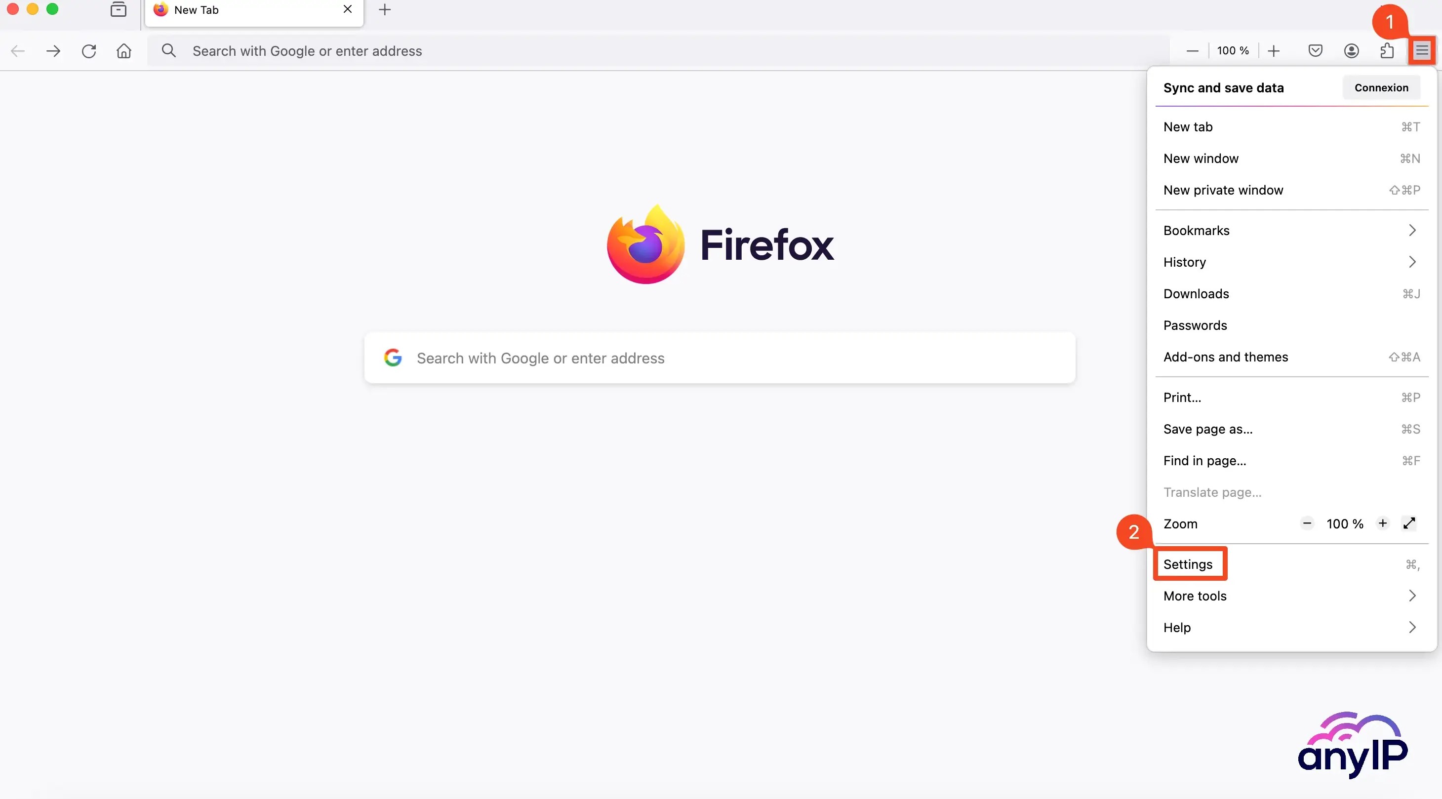 How to access the settings menu in Firefox