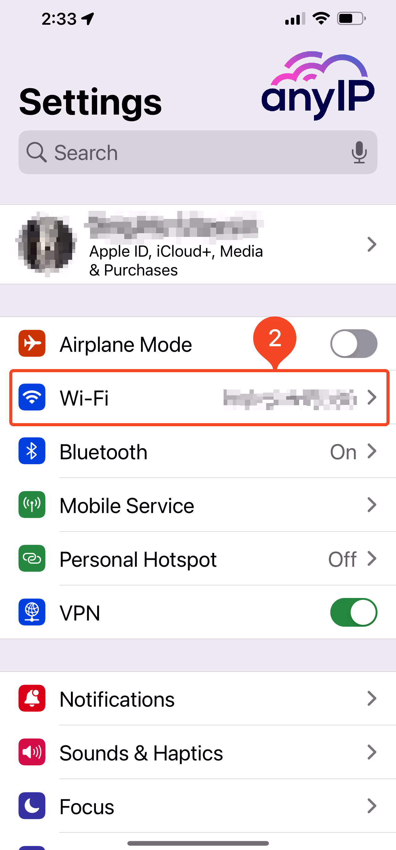 Tap the Wifi to enter the network settings