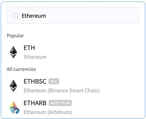 Select ETH Ethereum blockchain network