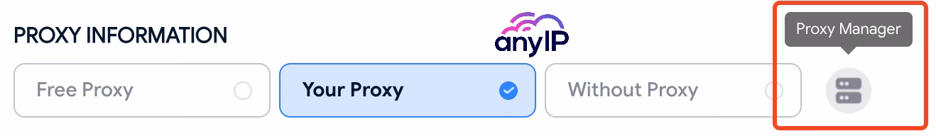Access the proxy manager from an HideMyAcc's profile browser